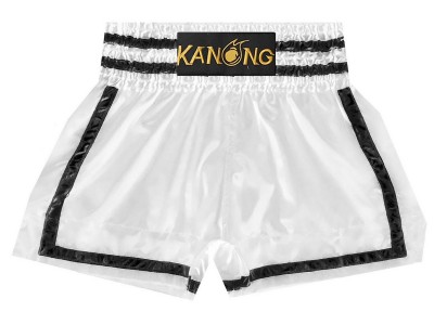 Kanong Muay Thai Boks Shorts : KNS-140-Wit-Zwart